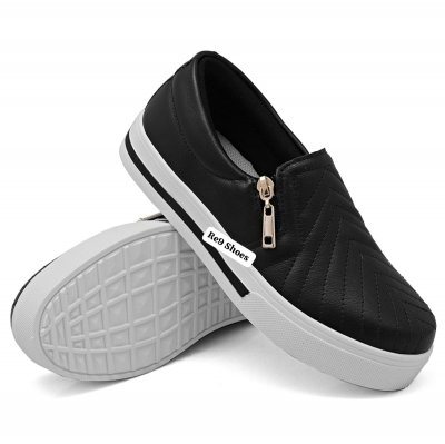 SLIP ON PRETO / ZÍPER LATERAL